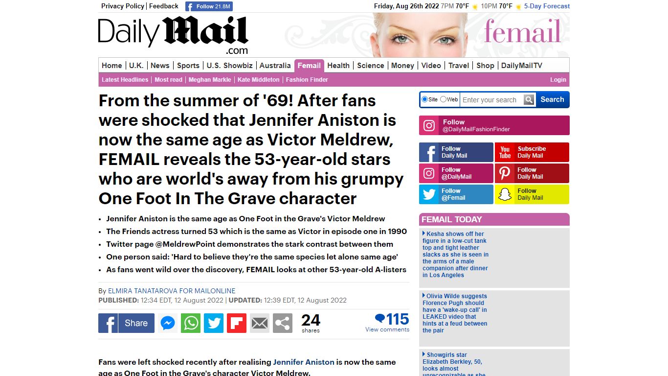 Following fans' shock that Jennifer Aniston is 53, FEMAIL looks at ...